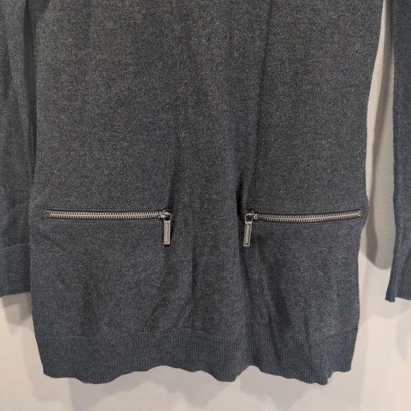 Michael Michael Kors Womens Turtleneck Tunic Sweater Size S Gray Zipper Detail - Picture 3 of 7